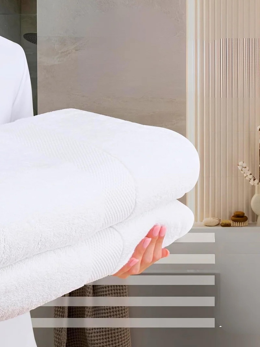 Pack of 4 - Luxury Cotton Large Bath Towel, White 70x140cm