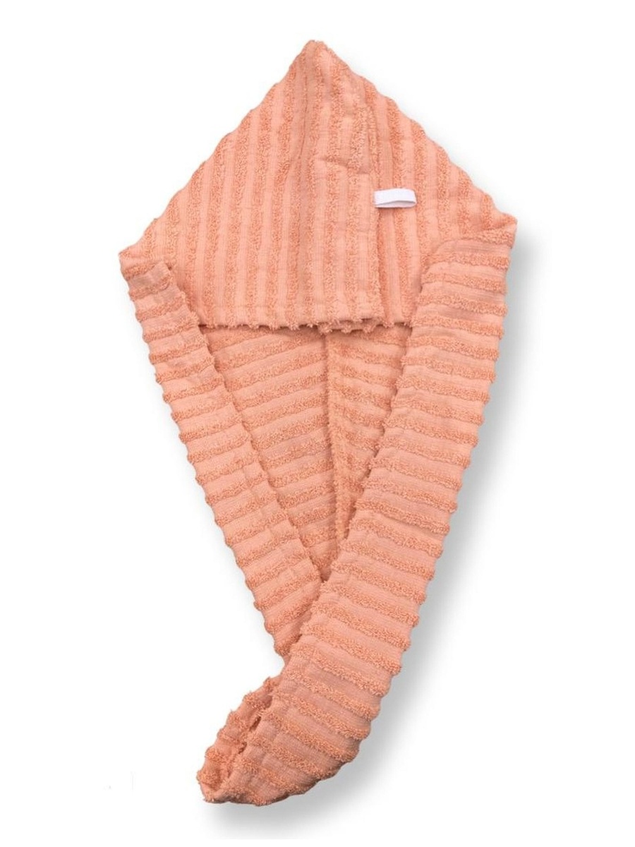 Ribbed Cotton Hair Towel Wrap, Orange