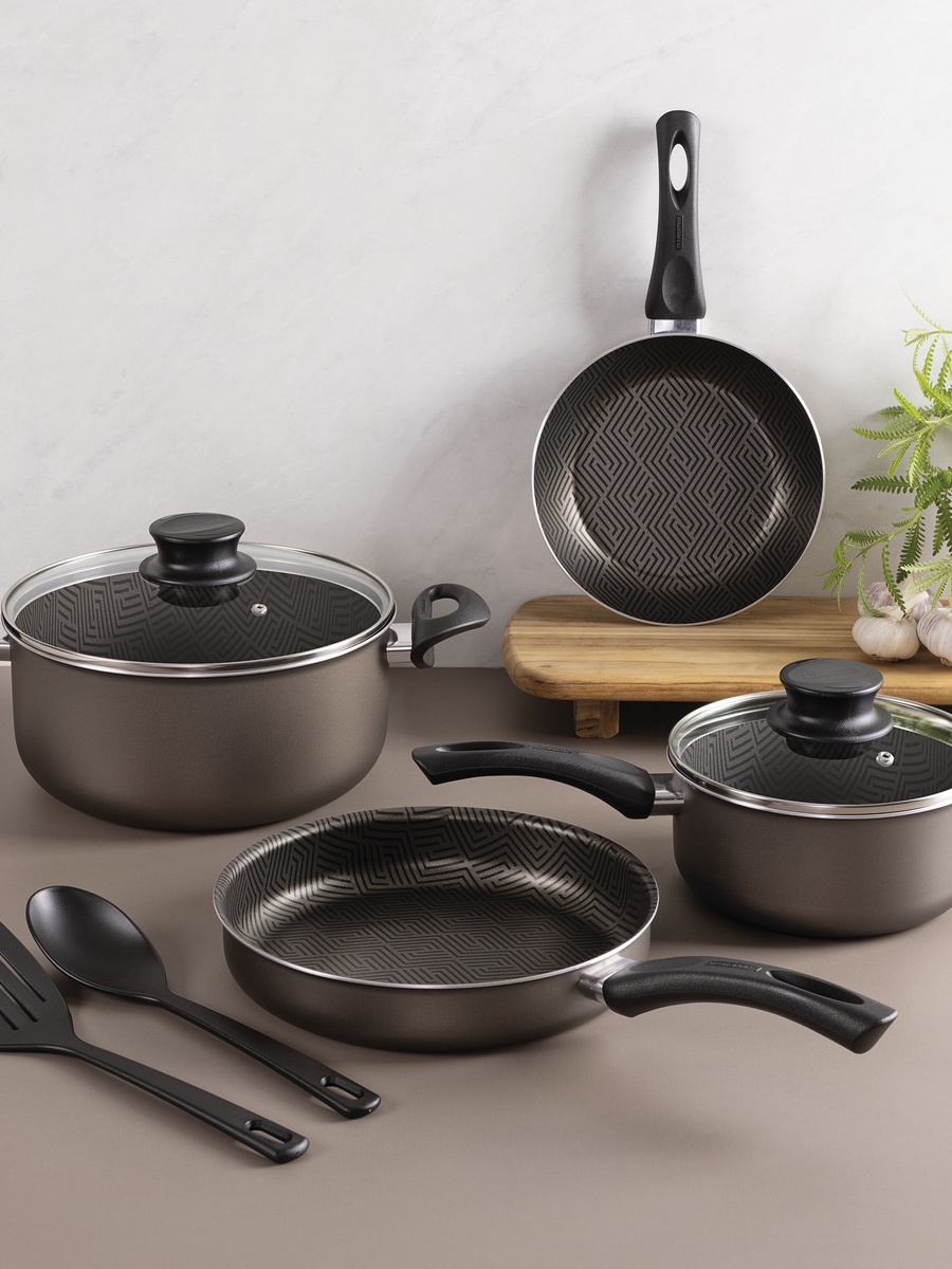 8-Pieces Paris Lead-Colored Aluminum Cookware Set