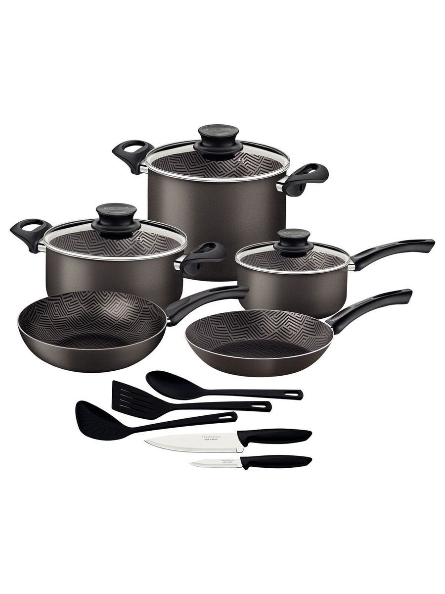 13-Pieces Paris Lead-Colored Aluminum Cookware Set