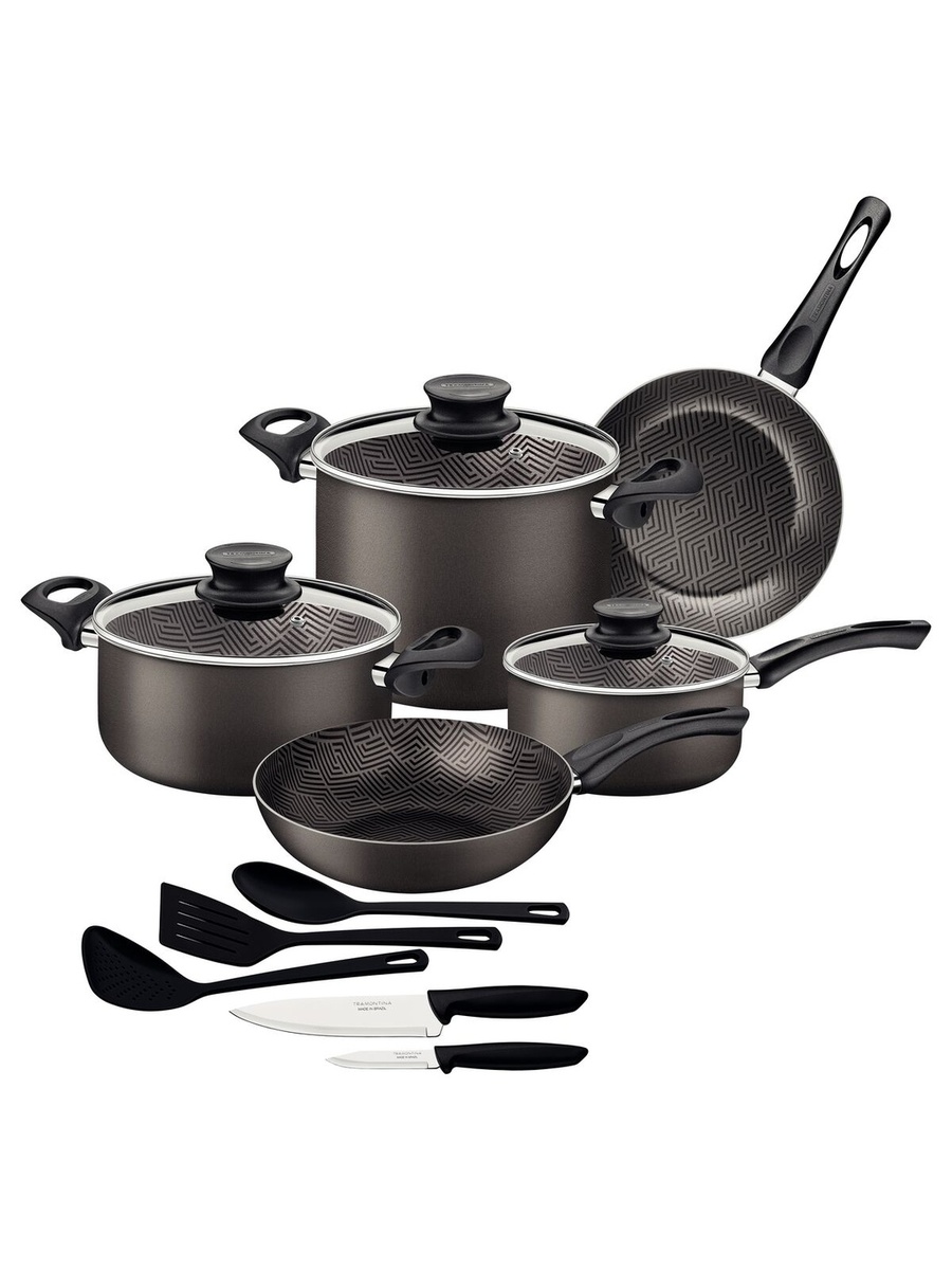 13-Pieces Paris Lead-Colored Aluminum Cookware Set