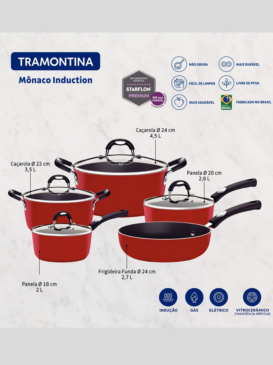 9-Piece Monaco Induction Aluminum Cookware Set
