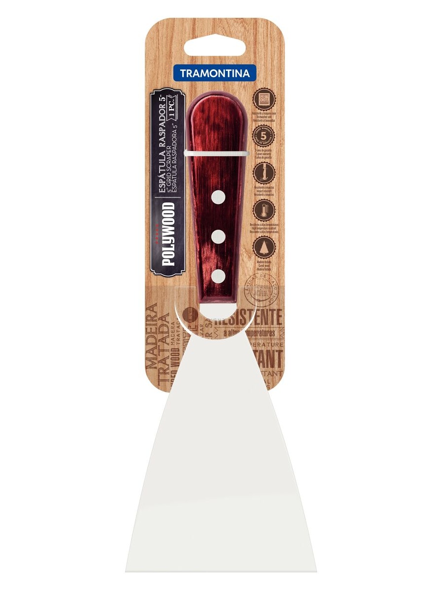 مكشطة شبكية من الستانلس ستيل - 5 بوصة بمقبض بولي وود معالج