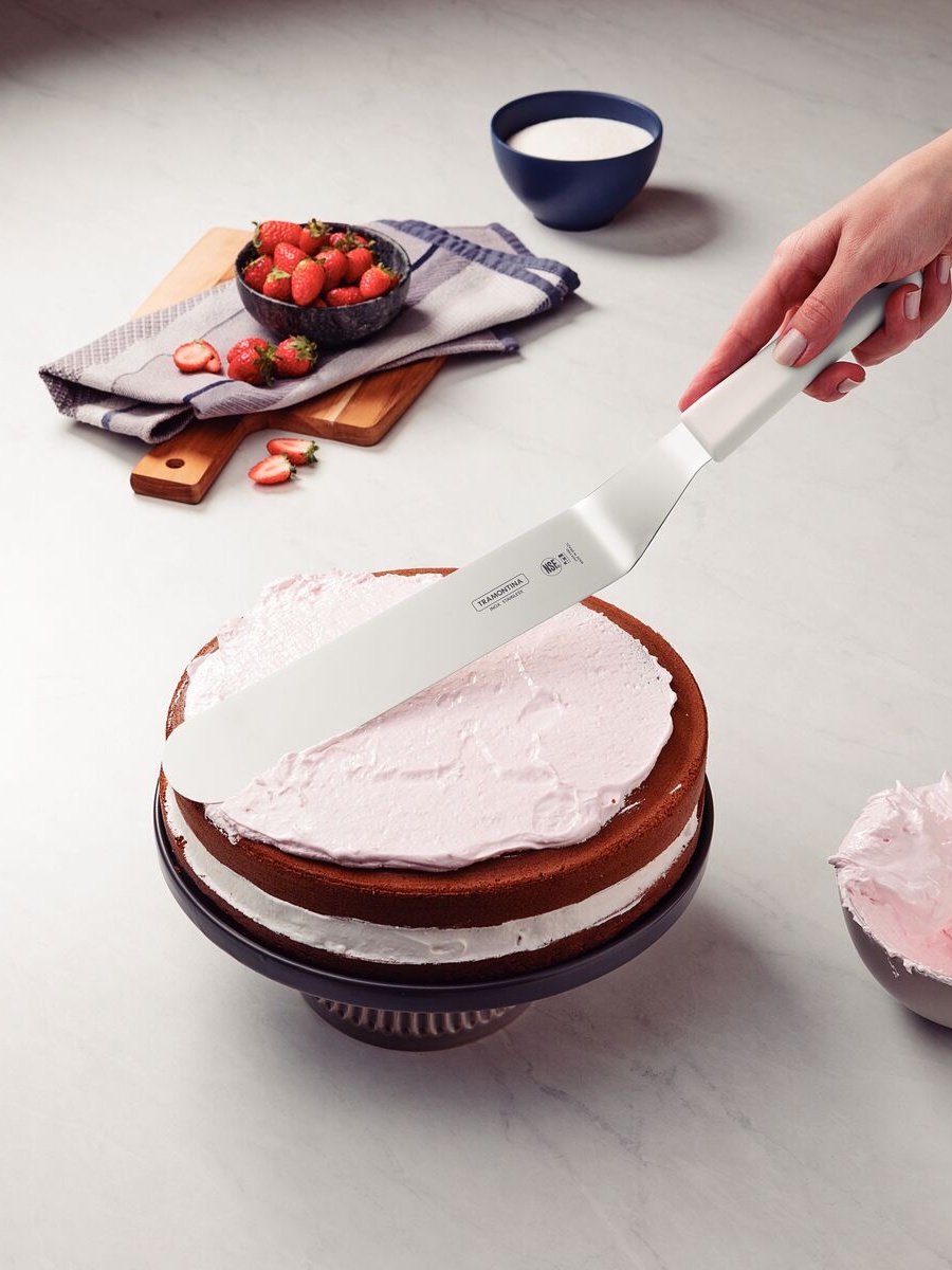 Professional 12 Inches Bakers Spatula with Stainless Steel Blade and White Polypropylene Handle