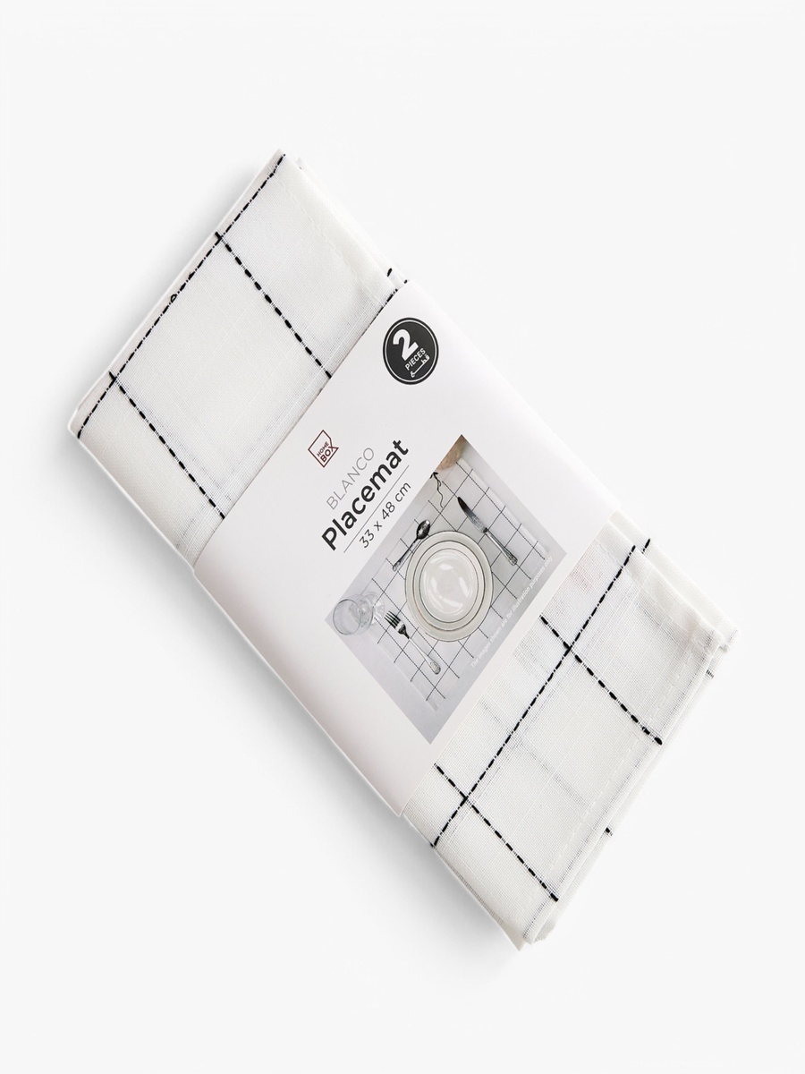 Blanco 2-Piece Check Placemat Set -33x48 cm