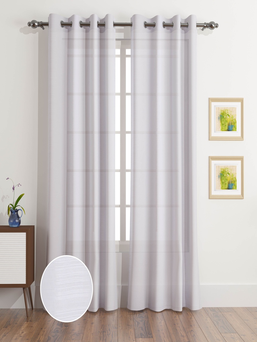 Nordic 2-Piece Textured Extra Long Sheer Curtain Set - 140x300 cm