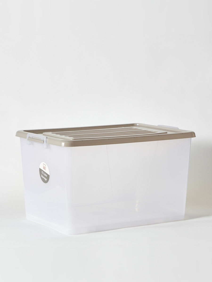 Juana Multipurpose Transparent Storage Box with Wheels and Lockable Lid - 75 L