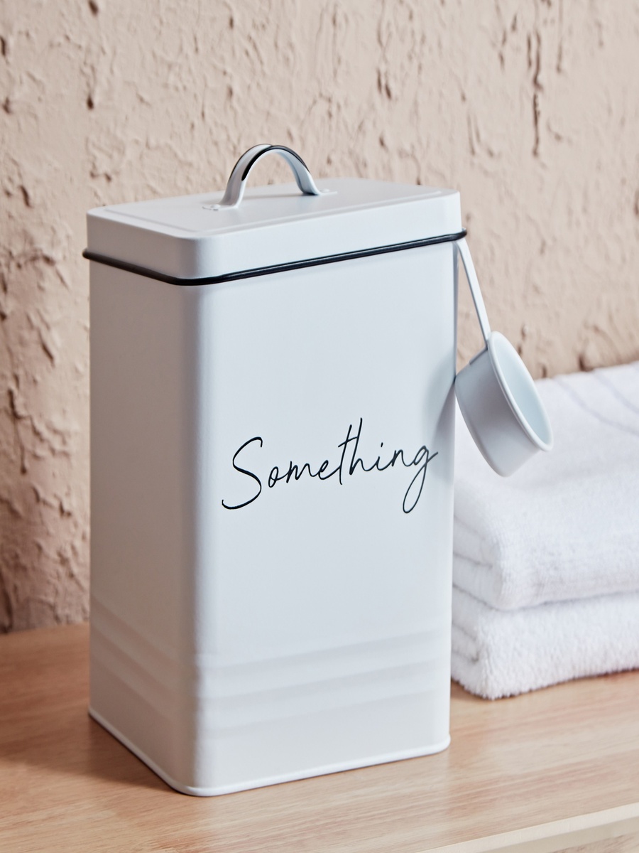 Vintage Washing Powder Storage Box with Lid and Scoop - 18x15.5x25.5 cm