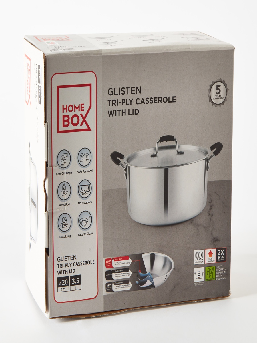Glisten Triply Casserole with Steel Lid - 20 cm