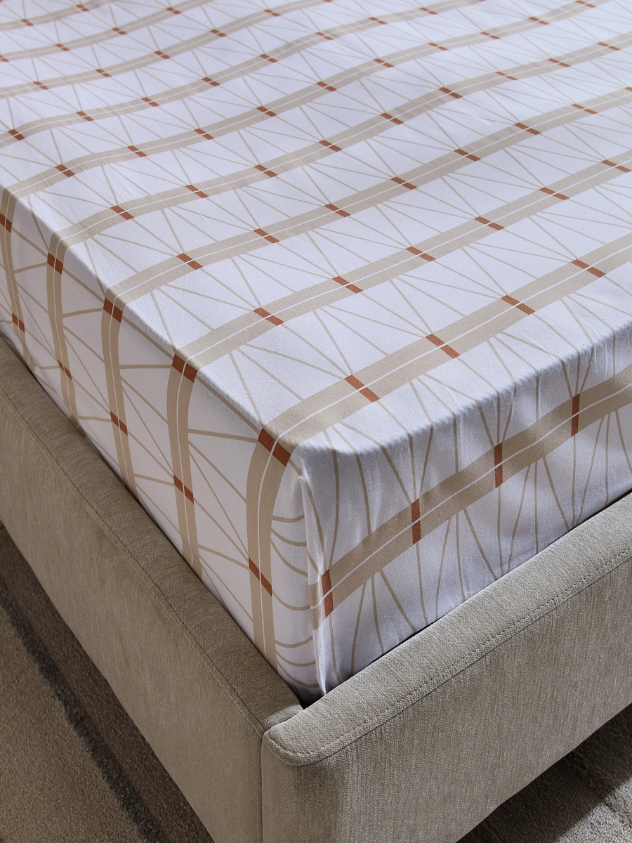 Malta Lattice Printed Cotton Twin Flat Sheet - 170x260 cm