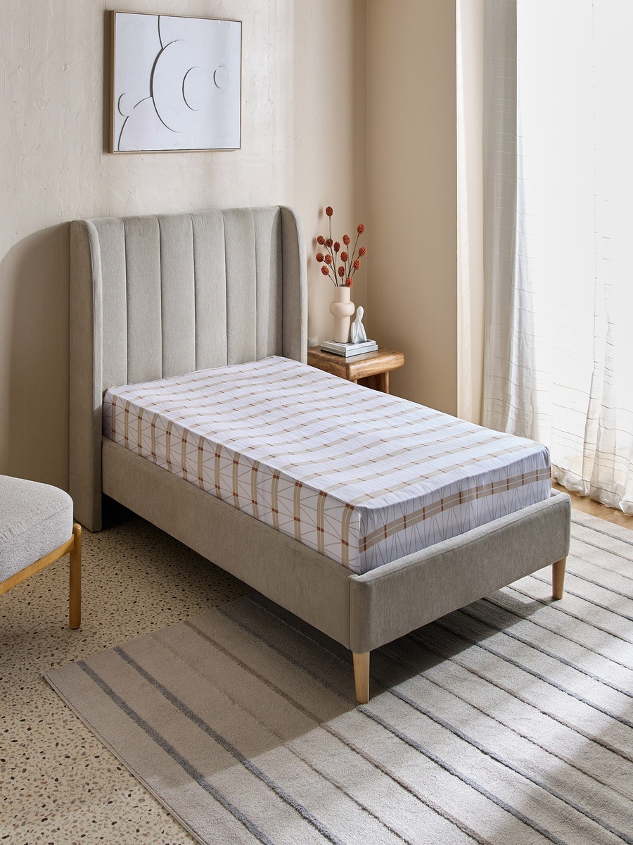 Malta Lattice Printed Cotton Twin Flat Sheet - 170x260 cm