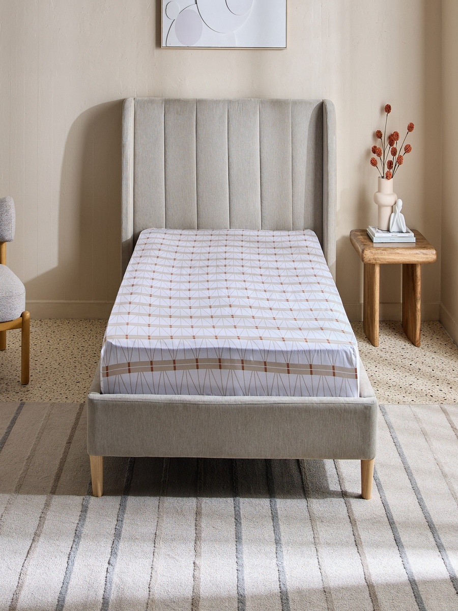 Malta Lattice Printed Cotton Twin Flat Sheet - 170x260 cm