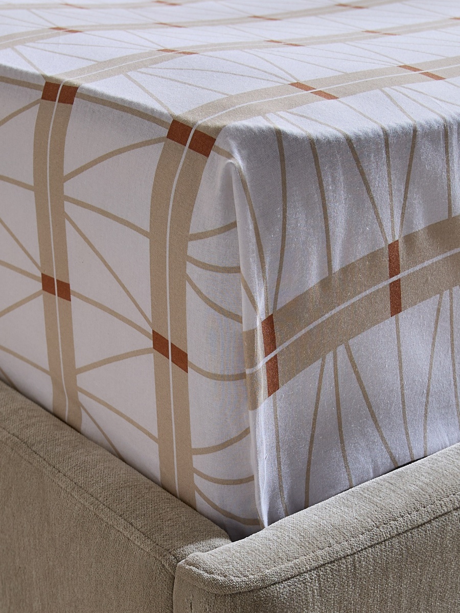 Malta Lattice Printed Cotton Twin Flat Sheet - 170x260 cm