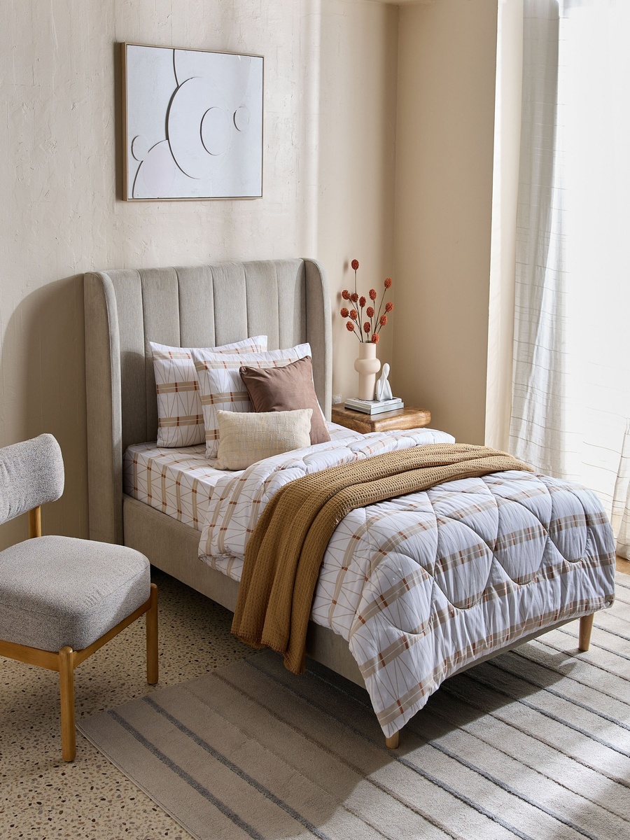 Malta Lattice Printed Cotton Twin Flat Sheet - 170x260 cm