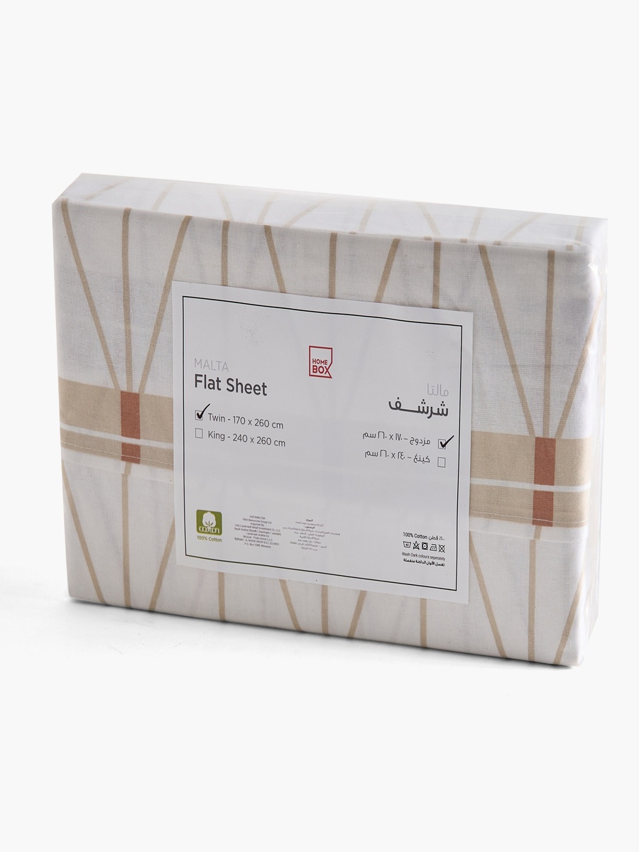 Malta Lattice Printed Cotton Twin Flat Sheet - 170x260 cm