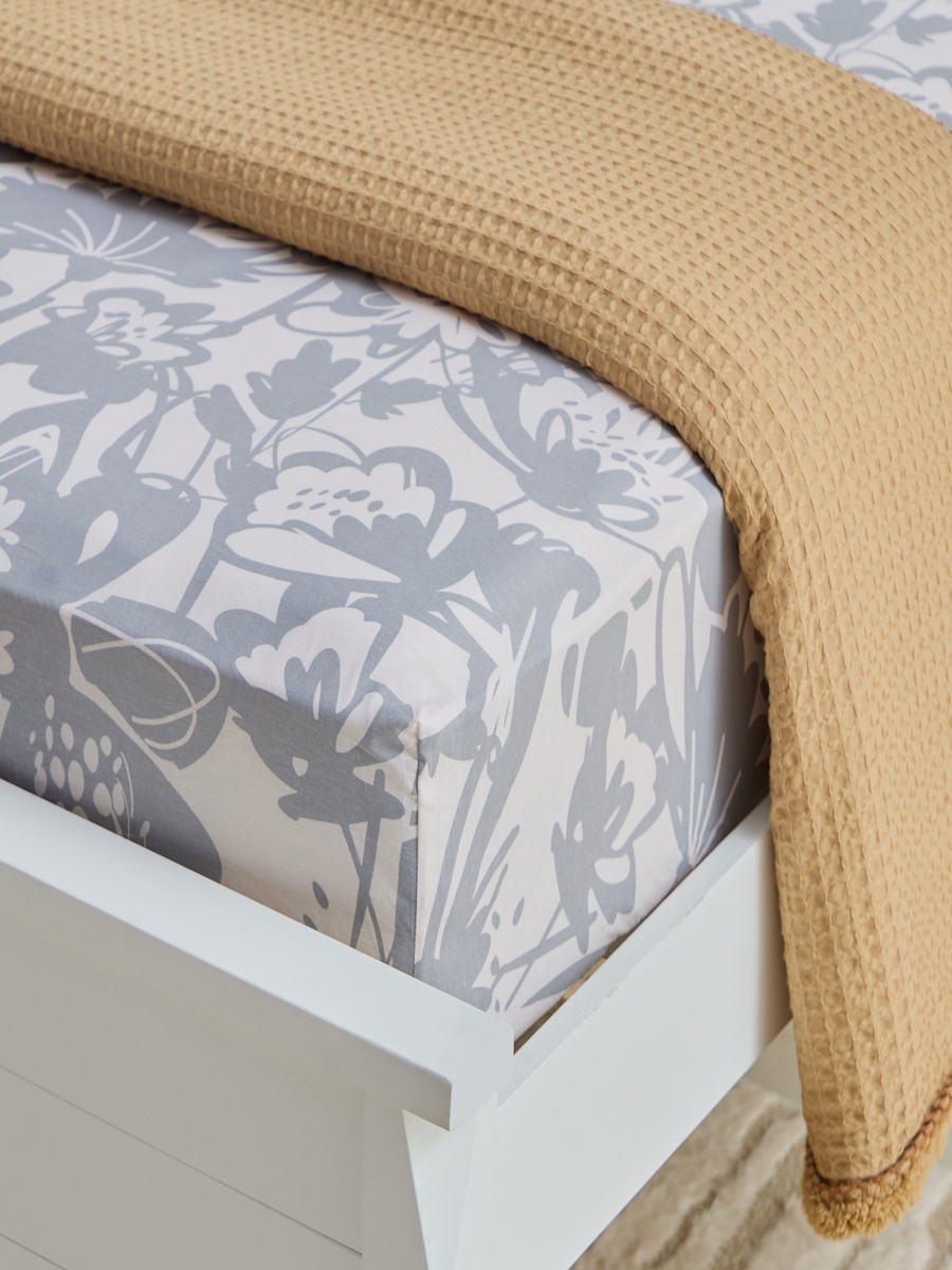 Aurora Heya Printed Cotton Queen Fitted Sheet - 150x200+33 cm