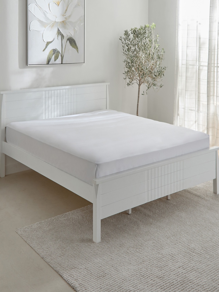 Opulent Luxe Cotton Solid Queen Fitted Sheet - 150x200+40 cm