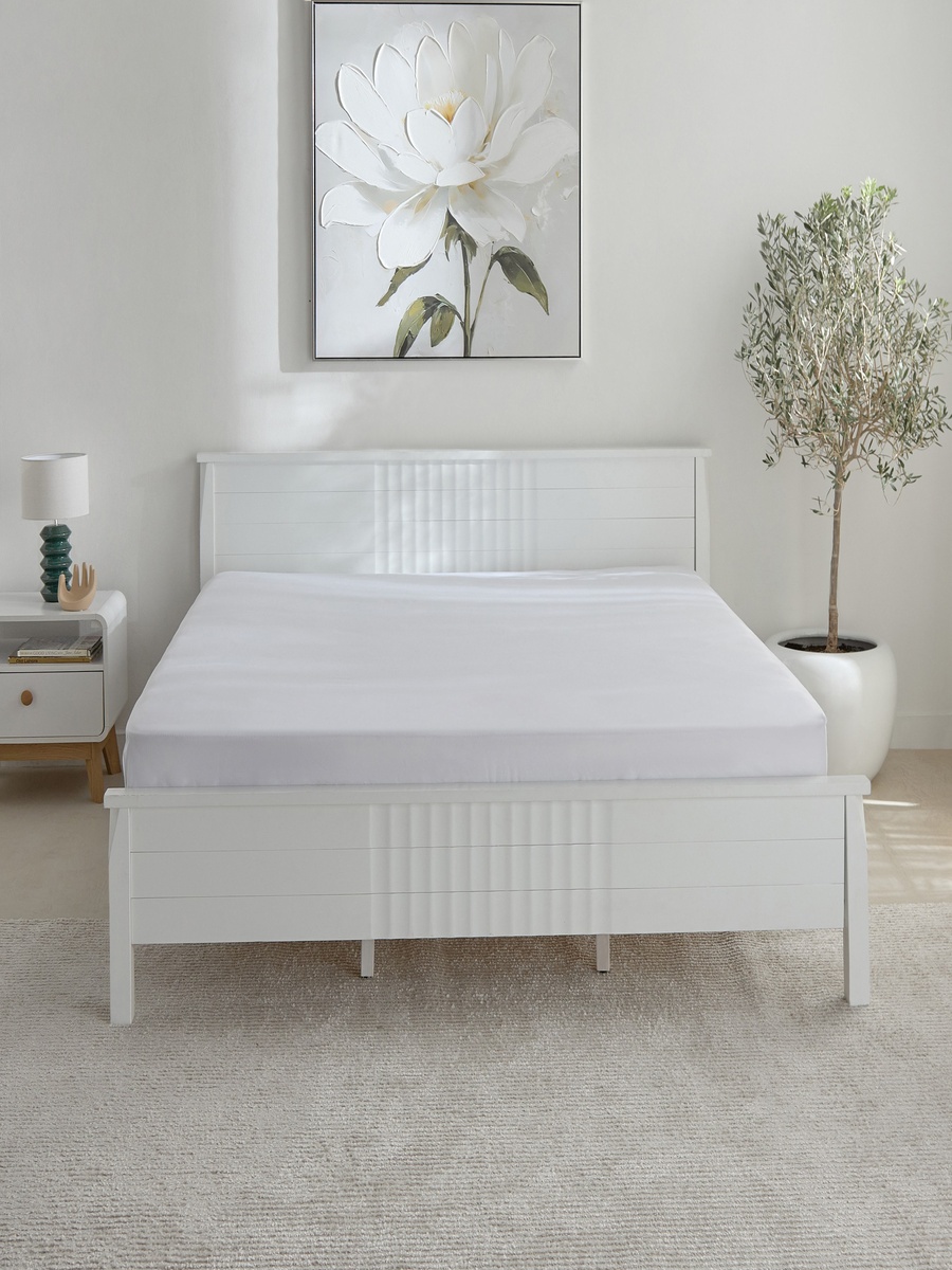 Opulent Luxe Cotton Solid Queen Fitted Sheet - 150x200+40 cm