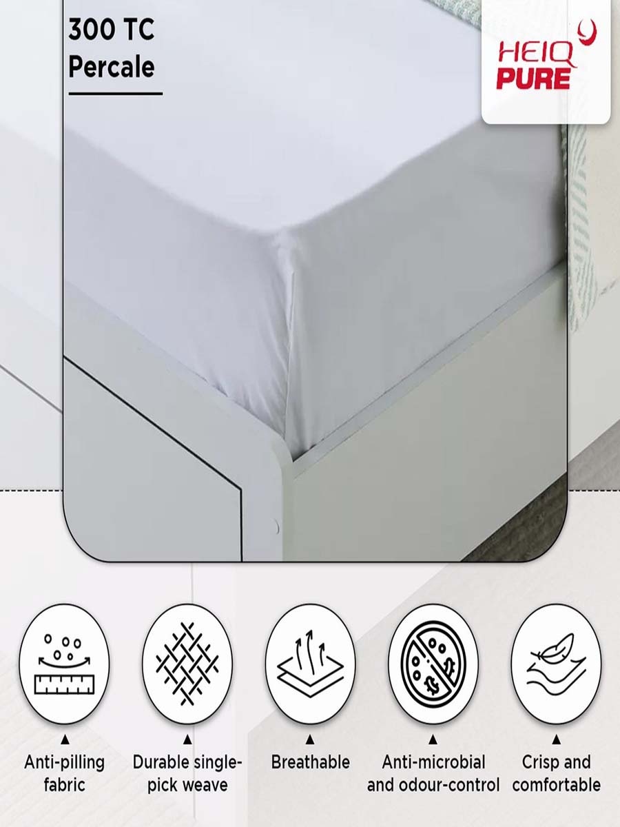 Purely-Percale 300TC Single Fitted Sheet - 90x200+36 cm
