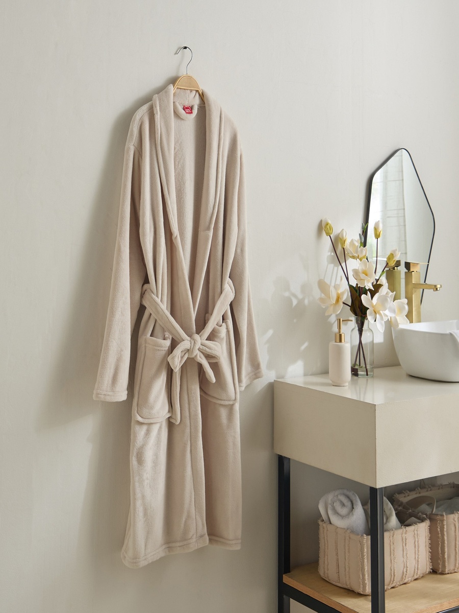 Atlanta Microfibre Flannel Bathrobe - Medium