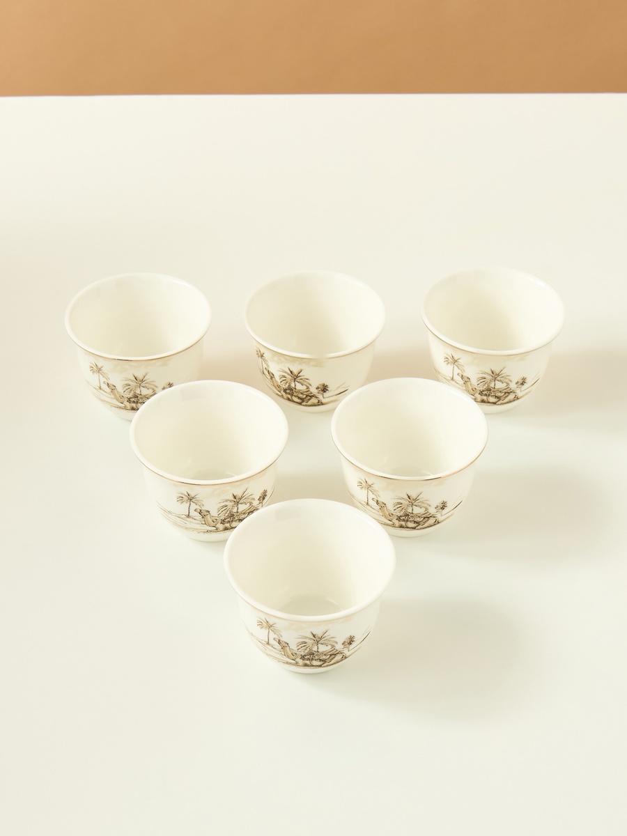 Camel 6-Piece New Bone China Kahwa Cup Set - 65 ml