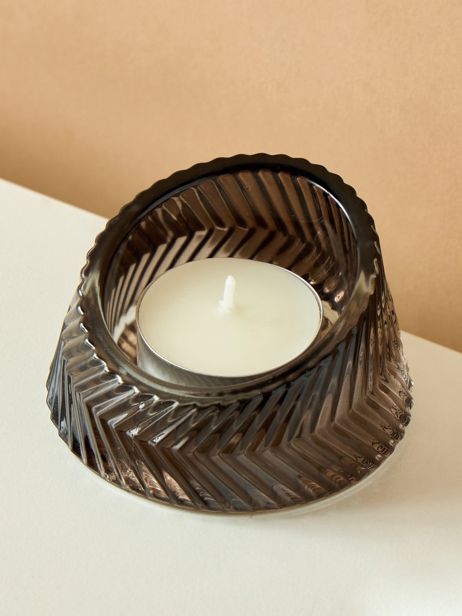 Textured 2-Piece Glass Candleholder Set