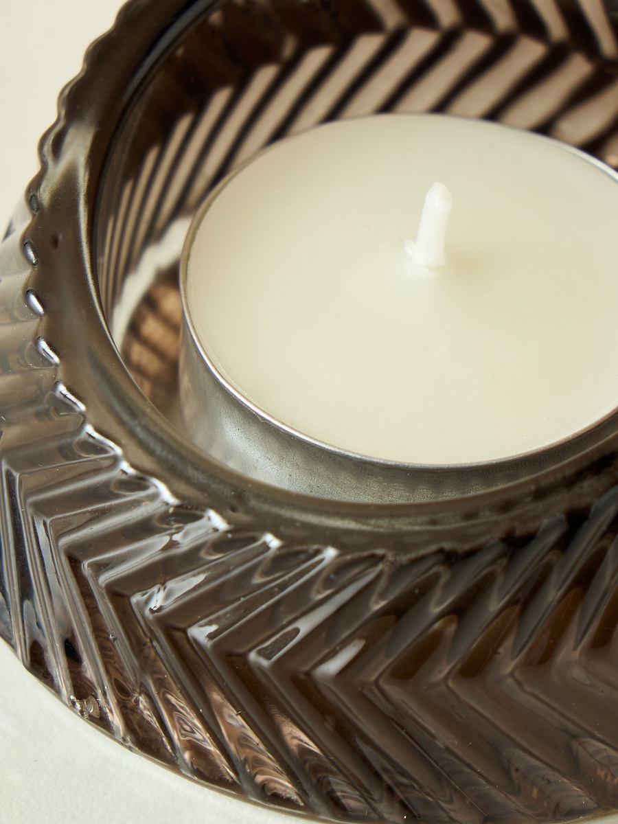 Textured 2-Piece Glass Candleholder Set