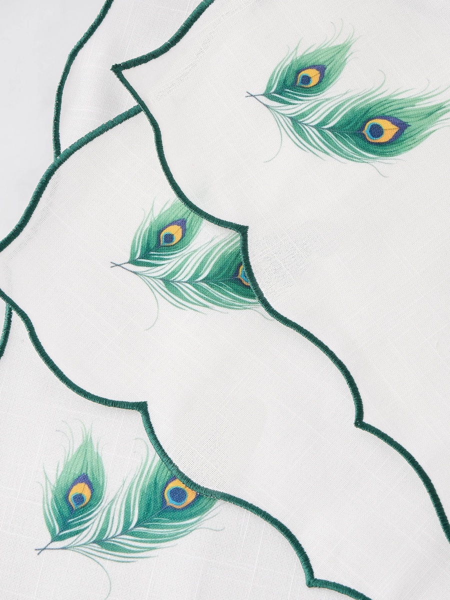 Peacock Feather Print 4-Piece Napkin Set - 40x40 cm