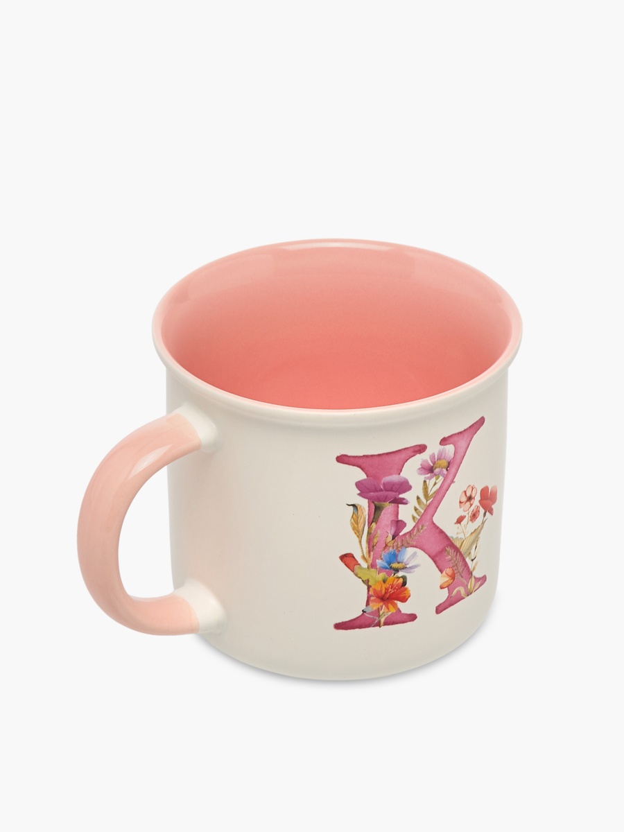Floral Initial K Print New Bone China Mug - 355 ml