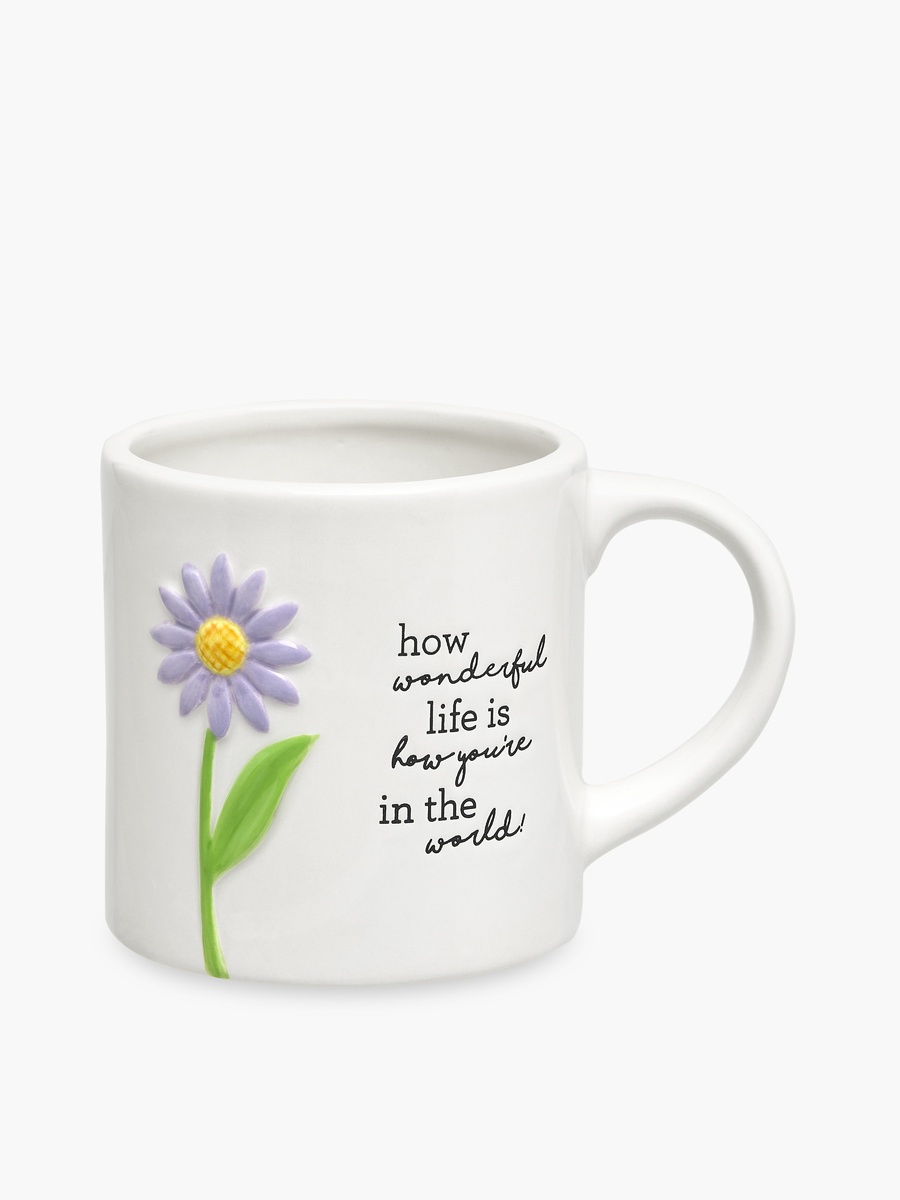 Flower Accent Ceramic Mug with Handle - 470 ml