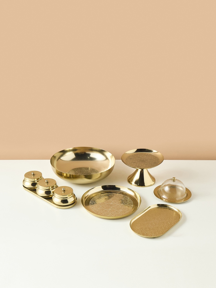 Iron 3-Piece Bowl with Lid and Tray Set