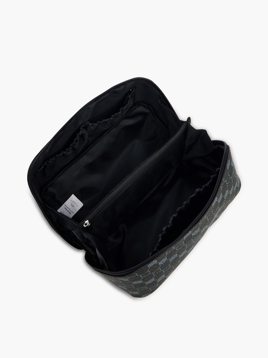 Heart Print Cosmetic Pouch with Zip Closure