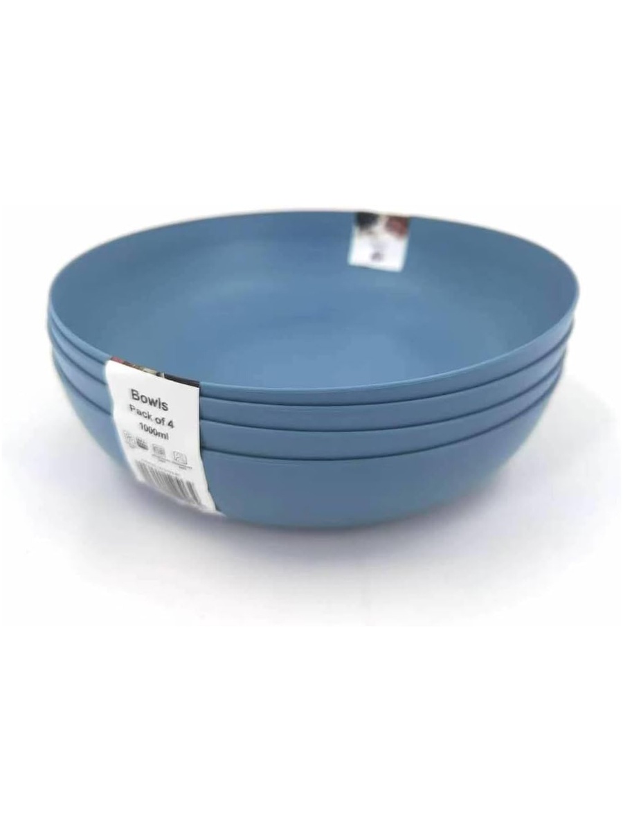 4-Pieces Set of Deep Bowl 1000Ml - Blue