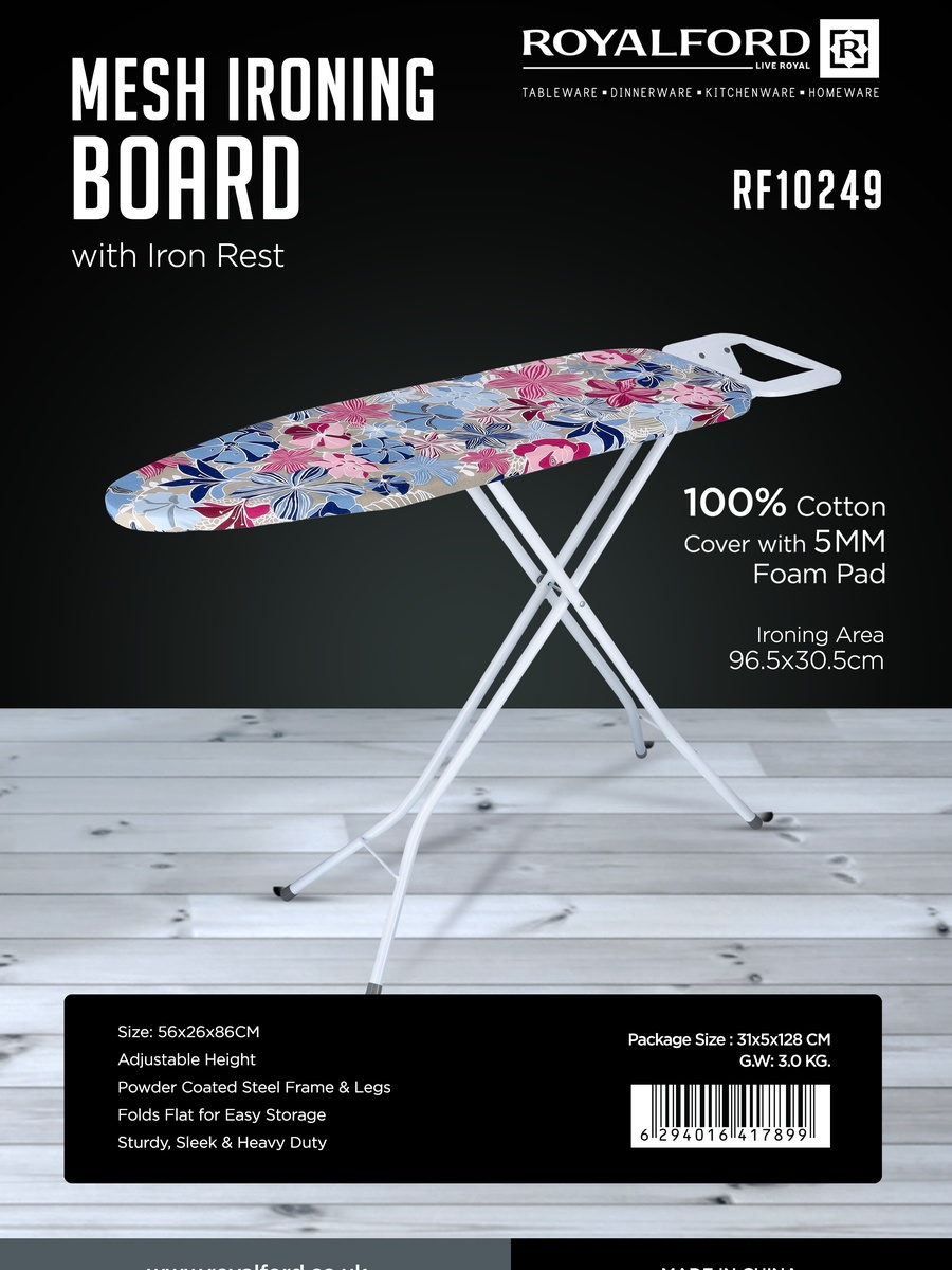 Mesh Ironing Board with Iron Rest, 100% Cotton Cover RF10249