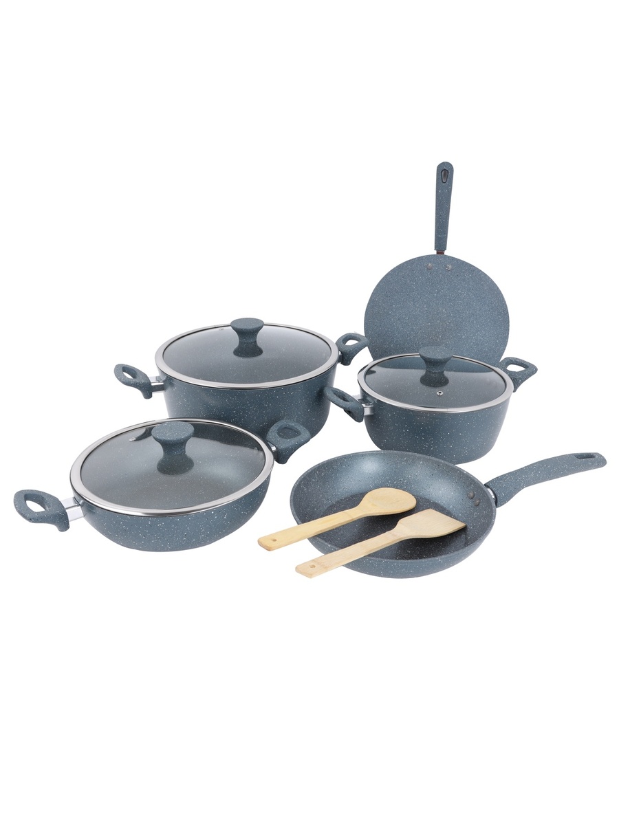 10-Pieces Forged Aluminum Cookware Set, Grey
