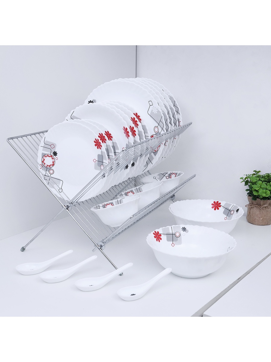 33-Pieces Opalware Dinner Set - Floral Design RF8983