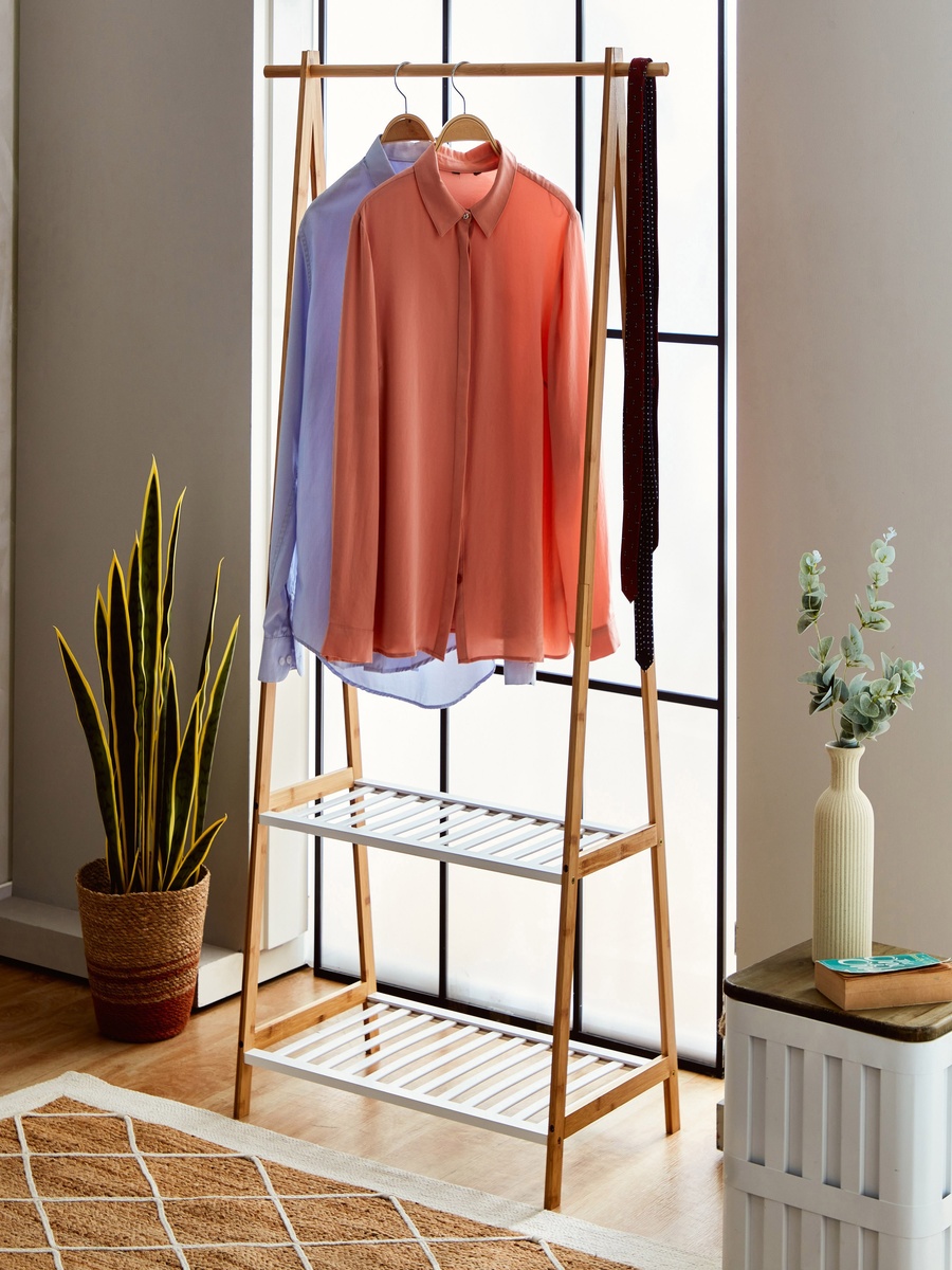 Lexus 2-Tier Storage with Garment Rack - 90x43x152 cm