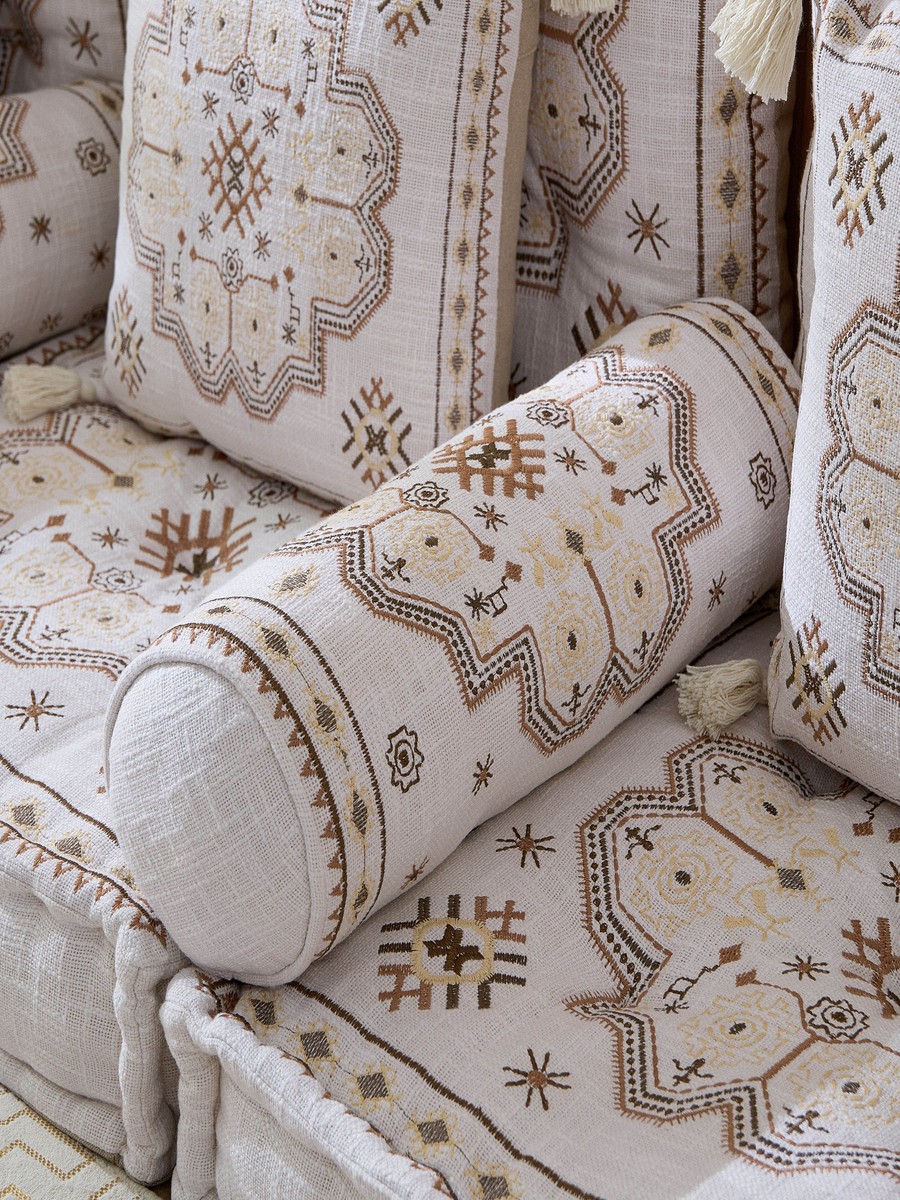 Mahrgan Zahra Embroidered Medallion Bolster - 50x20 cm