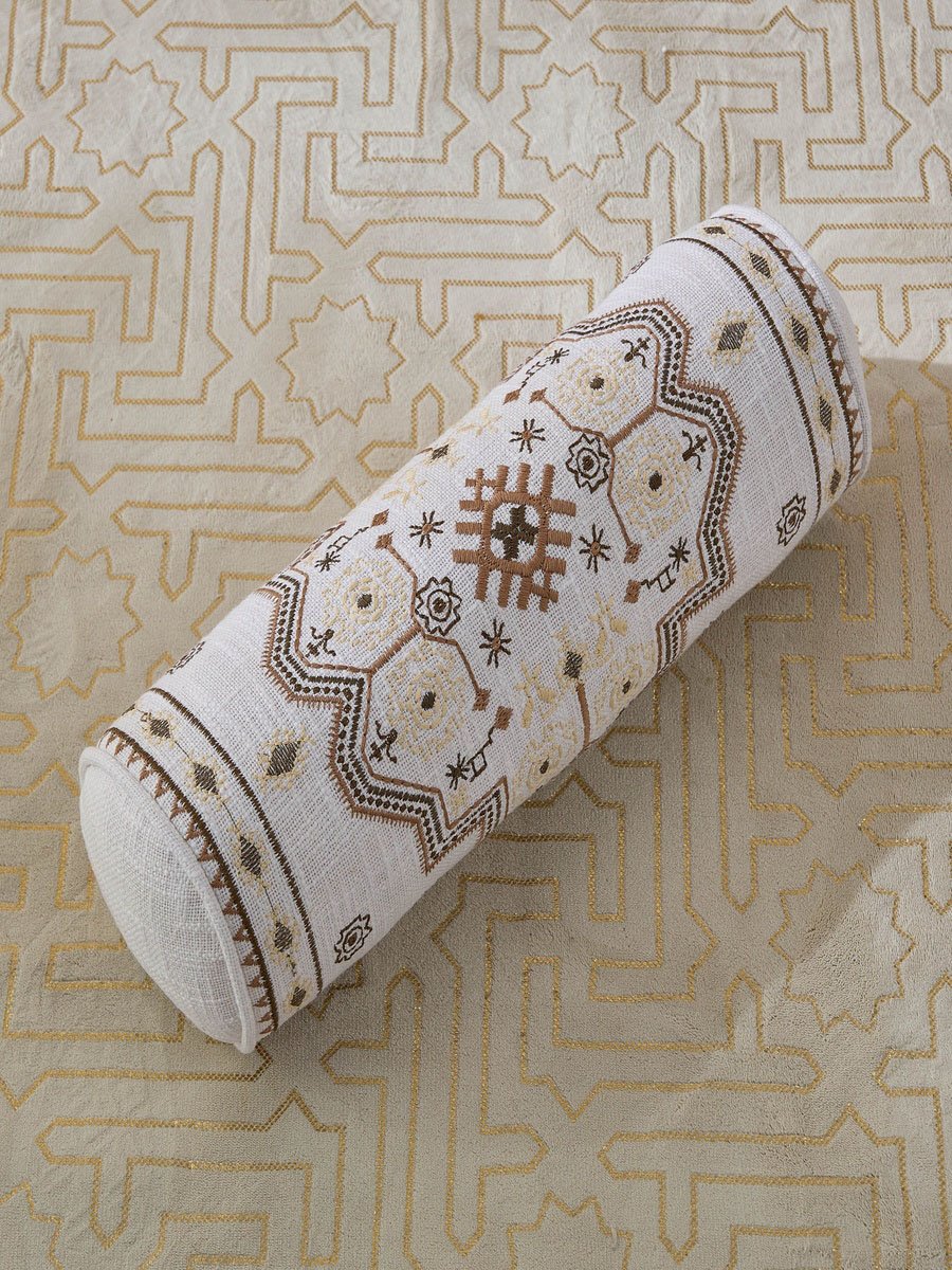 Mahrgan Zahra Embroidered Medallion Bolster - 50x20 cm