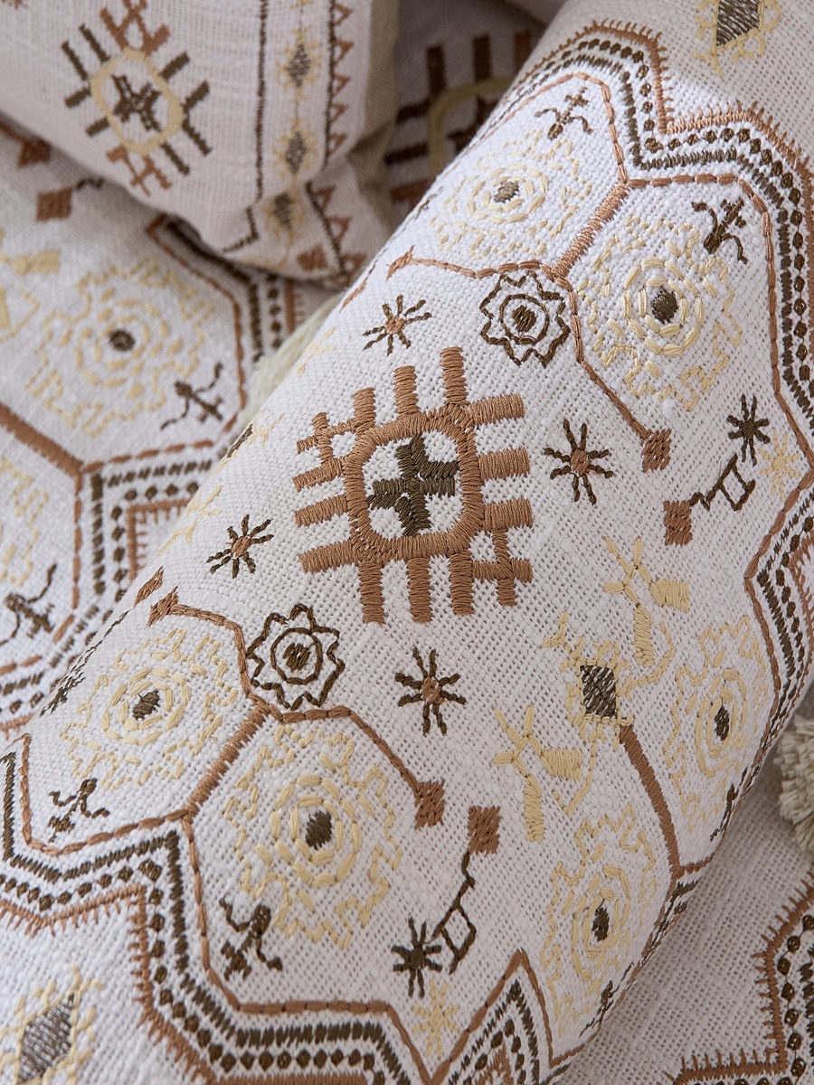 Mahrgan Zahra Embroidered Medallion Bolster - 50x20 cm