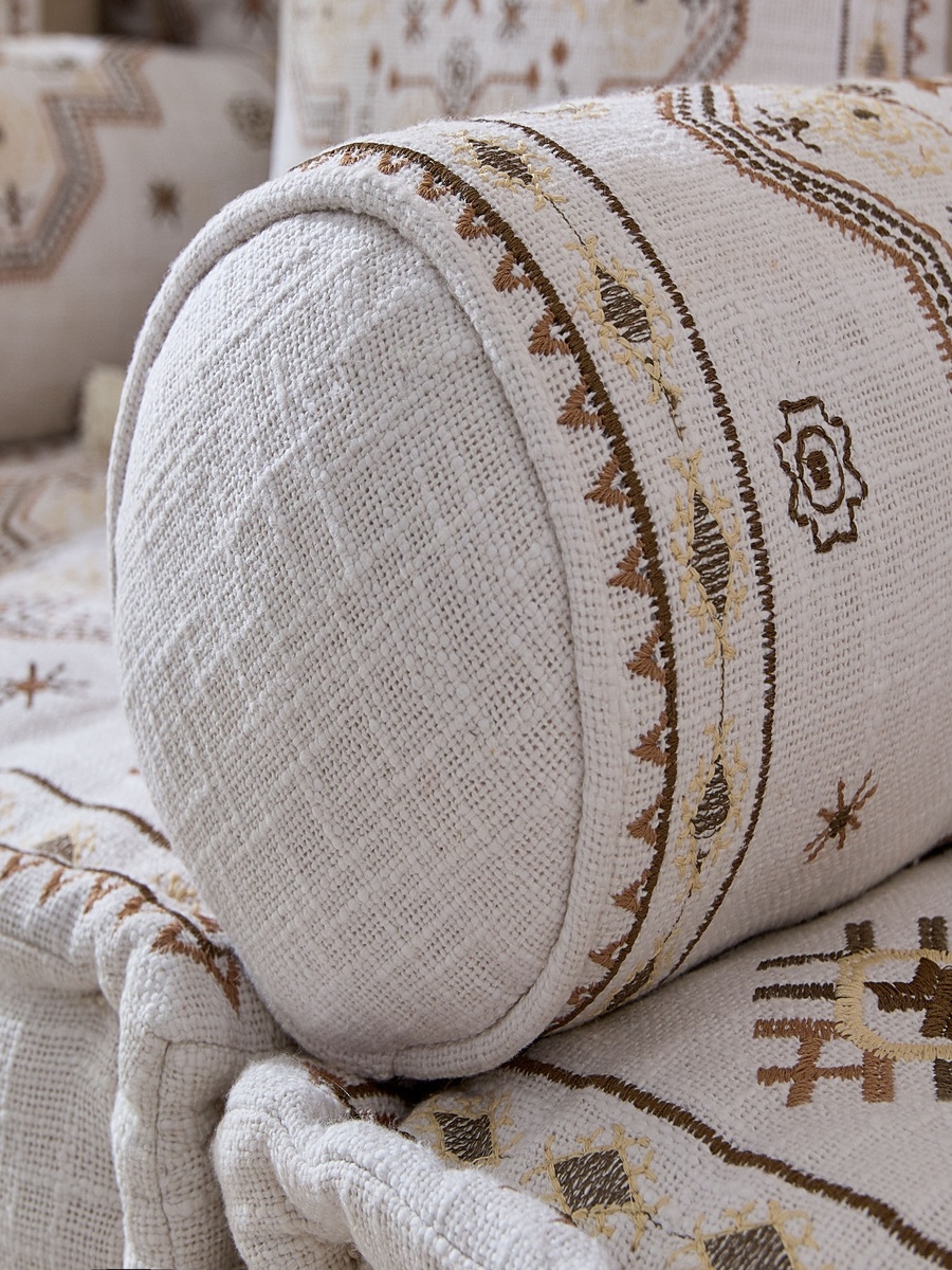 Mahrgan Zahra Embroidered Medallion Bolster - 50x20 cm