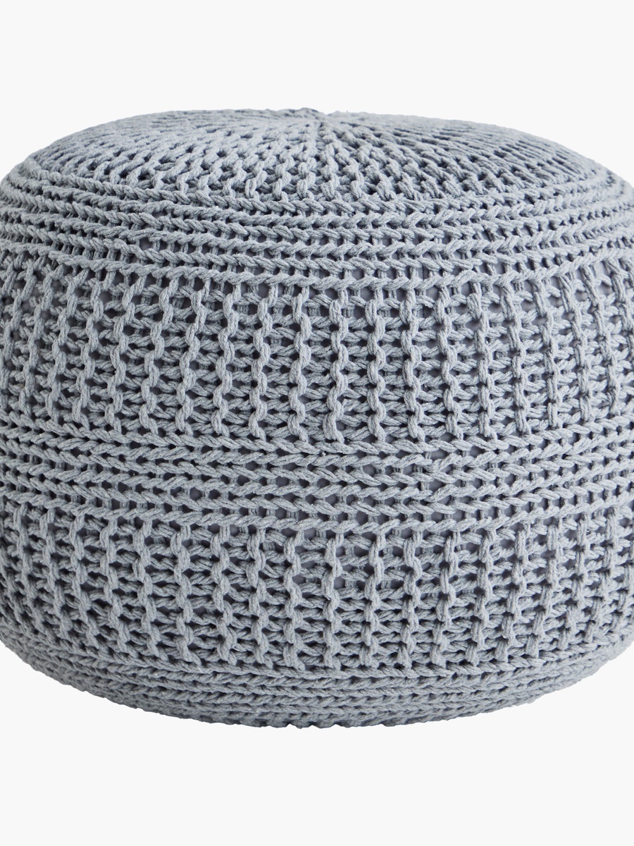 Essential Cable Knitted Pouf - 50x50x35 cm
