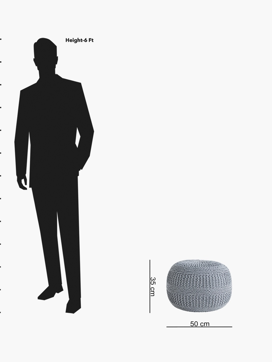 Essential Cable Knitted Pouf - 50x50x35 cm
