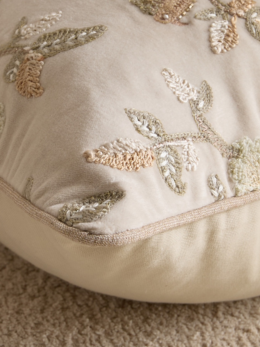 Foila Embroidered Bird Filled Cushion - 50x50 cm