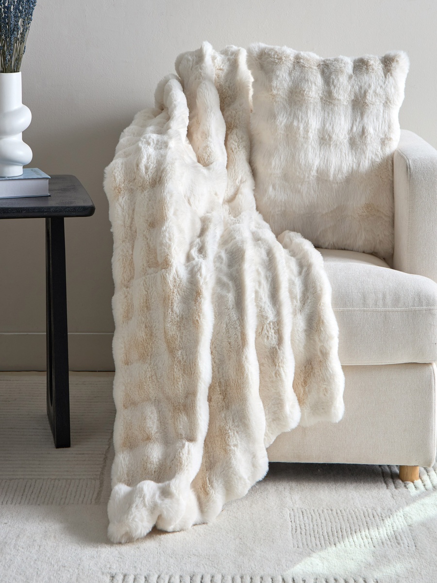 Ness 2 Side Brushed Bubble Faux Fur Filled Cushion - 50x50 cm