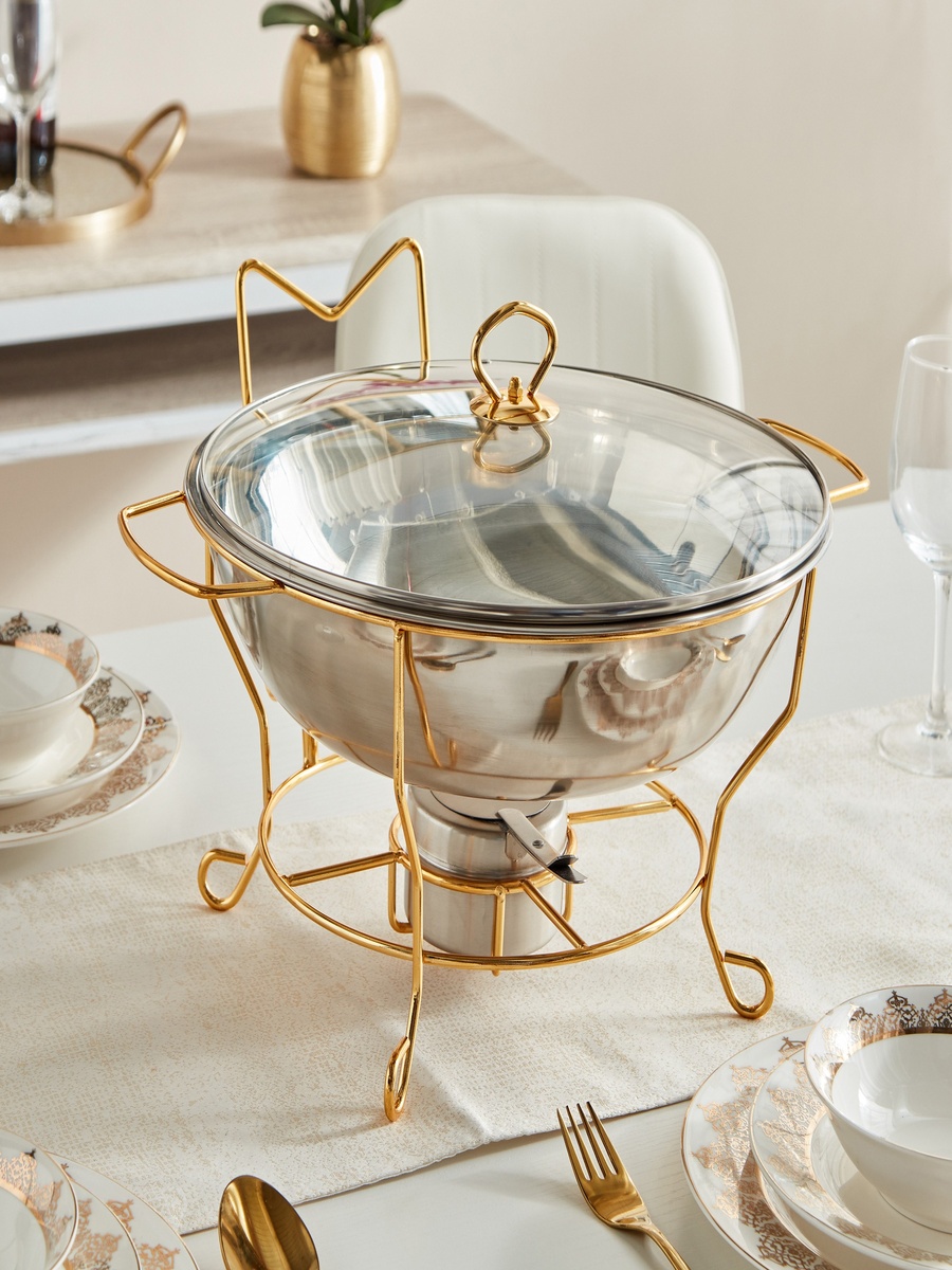 Wellshine Steel Chafing Dish with Lid - 6 L