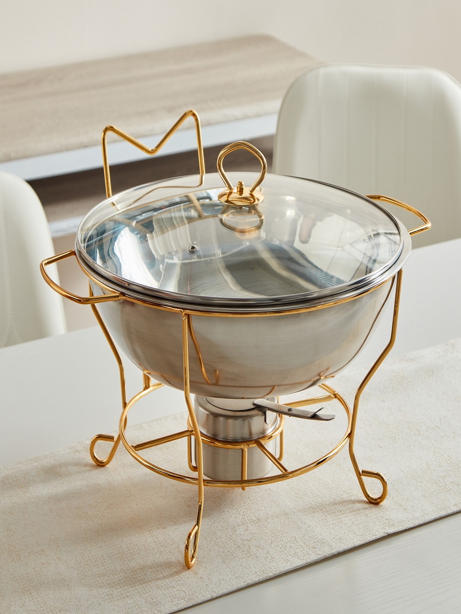 Wellshine Steel Chafing Dish with Lid - 6 L