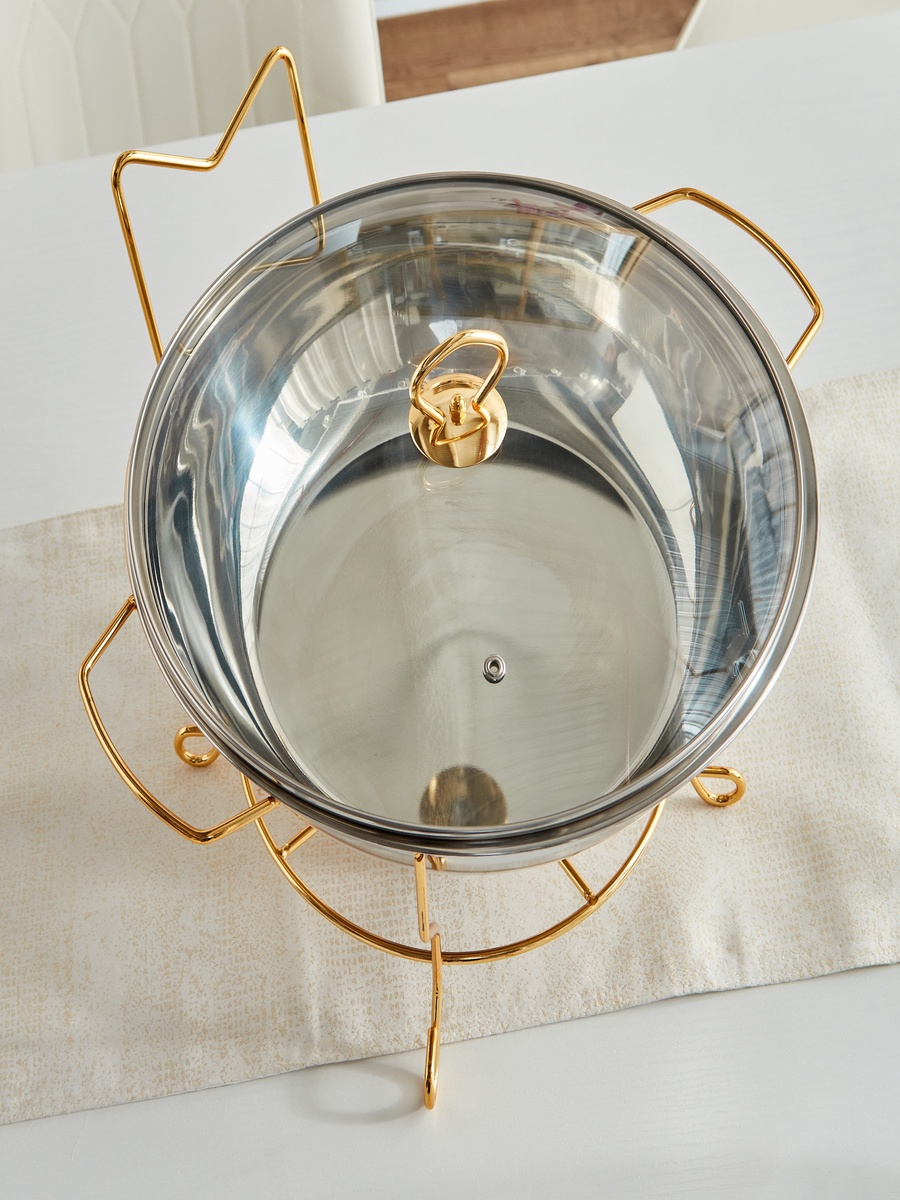 Wellshine Steel Chafing Dish with Lid - 6 L