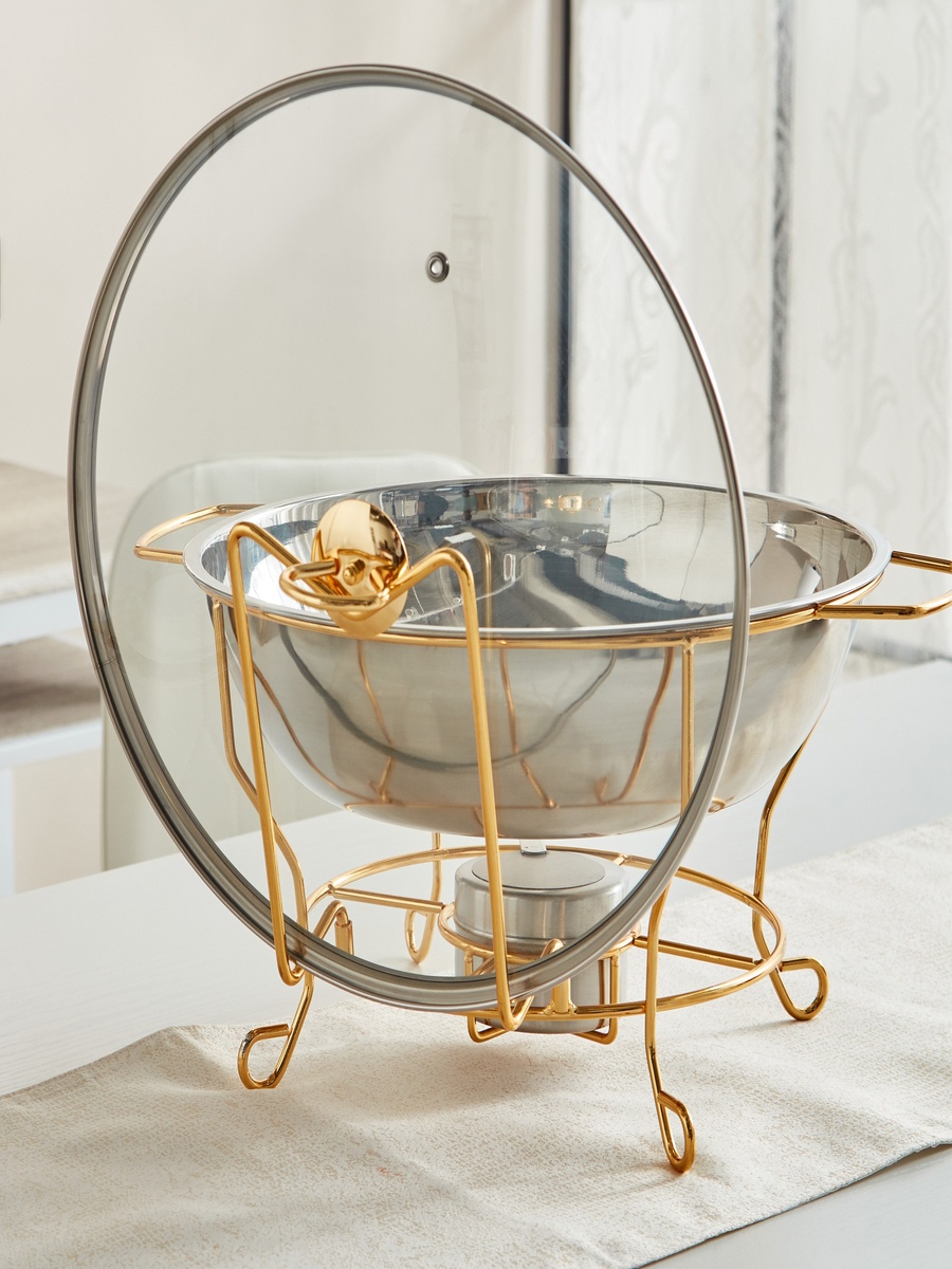 Wellshine Steel Chafing Dish with Lid - 6 L