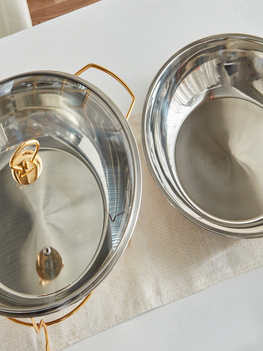 Wellshine Steel Chafing Dish with Lid - 6 L